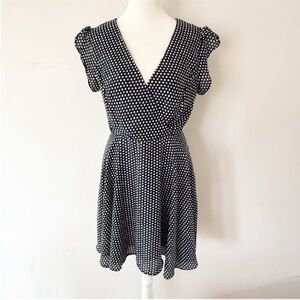 Altard State Polka Dot Flutter Sleeve Dress Medium Classic Nautical Retro Beach